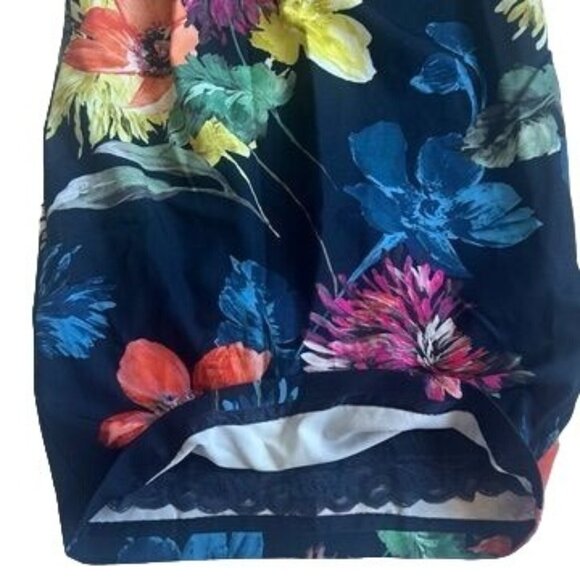New Trina Turk Cold Shoulder Floral Navy Sheath Dress Size 2 - Picture 7 of 11